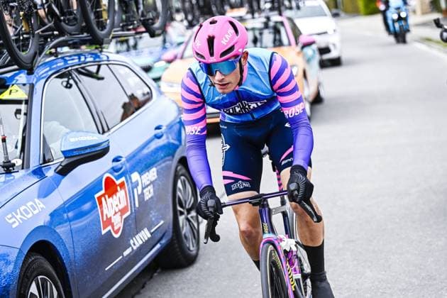 French Ronan Auge of Unibet Rose Rockets pictured in action during the E3 Saxo Bank Classic one day cycling race, 208,8km from and to Harelbeke, on Friday 27 March 2026. JASPERxJACOBS  x169061207x