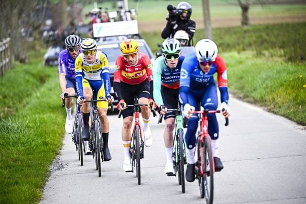 Belgian Michiel Lambrecht of Team Flanders-Baloise pictured in action during the E3 Saxo Bank Classic one day cycling race, 208,8km from and to Harelbeke, on Friday 27 March 2026. JASPERxJACOBS  x169071196x