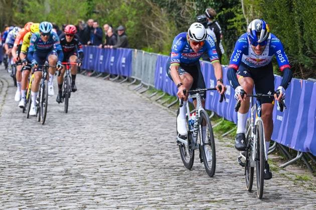 Dutch Mathieu van der Poel of Alpecin-Premier Tech pictured in action during the E3 Saxo Bank Classic one day cycling race, 208,8km from and to Harelbeke, on Friday 27 March 2026. POOLxTIMxDExWAELE  x169089900x