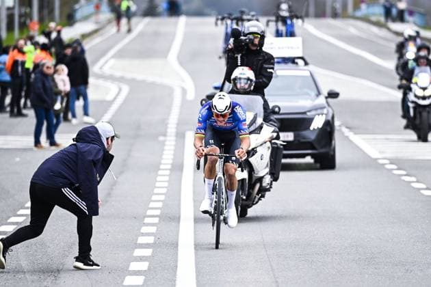 Dutch Mathieu van der Poel of Alpecin-Premier Tech pictured in action during the E3 Saxo Bank Classic one day cycling race, 208,8km from and to Harelbeke, on Friday 27 March 2026. JASPERxJACOBS  x169094694x