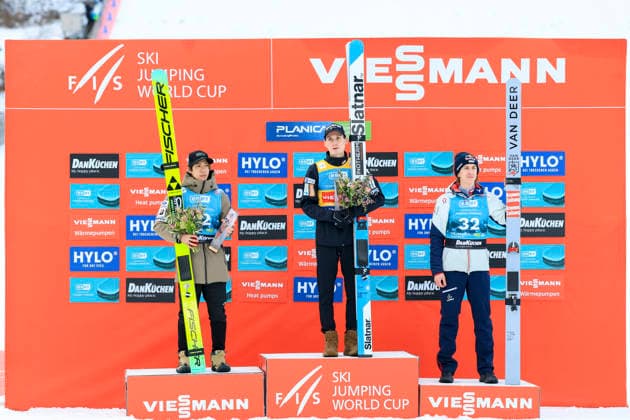 SKI FLYING - FIS WC Planica PLANICA,SLOVENIA,27.MAR.26 - NORDIC SKIING, Ski jumping, Skispringen, Ski, nordisch SKI FLYING - FIS World Cup, men. Image shows Ren Nikaido (JPN), Domen Prevc (SLO) and Daniel Tschofenig (AUT).  GEPAxpictures xMarioxBuehner-Wei