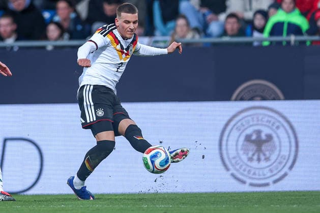 27.03.2026, Fußball, Länderspiel U21, U 21 Deutschland - Nordirland, Qualifikation Under 21 European Championship, EM, Europameisterschaft 2027, Eintracht-Stadion Braunschweig, Saison 2025 2026: Said El Mala (Germany U21 7) DFB regulations prohibit any use of photographs as image sequences and or quasi-video. Niedersachsen Deutschland