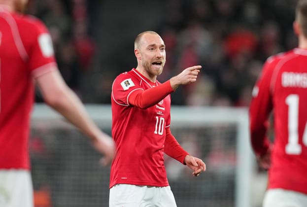 Christian Eriksen (Denmark) looks on during Denmark and North Macedonia, Semi-final FIFA World Cup, WM, Weltmeisterschaft, Fussball Qualification, at Parken Stadium, Copenhagen, Denmark on March 26, 2026. Thor Wegner DeFodi Images. (Photo by DeFodi Images) - *** Christian Eriksen Denmark looks on during Denmark and North Macedonia, Semi final FIFA World Cup Qualification, at Parken Stadium, Copenhagen, Denmark on March 26, 2026 Thor Wegner DeFodi Images Photo by DeFodi Images