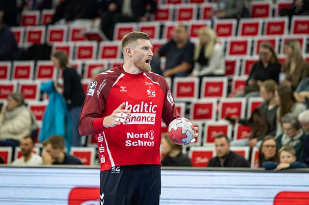 DAIKIN HBL: SG Flensburg-Handewitt vs GWD Minden; 27.03.26 Blaz Blagotinsek (Nr.43, SG Flensburg-Handewitt) beim Warm Up DAIKIN HBL: SG Flensburg-Handewitt vs GWD Minden, GP JOULE Arena am 27.03.26 Copyright: xBEAUTIFULxSPORTS MarioxM.xKobergx