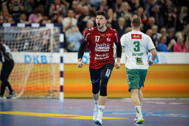 DAIKIN HBL: SG Flensburg-Handewitt vs GWD Minden; 27.03.26 Jubel Torjubel bei Marko Grgic (Nr.17, SG Flensburg-Handewitt) DAIKIN HBL: SG Flensburg-Handewitt vs GWD Minden, GP JOULE Arena am 27.03.26 Copyright: xBEAUTIFULxSPORTS MarioxM.xKobergx