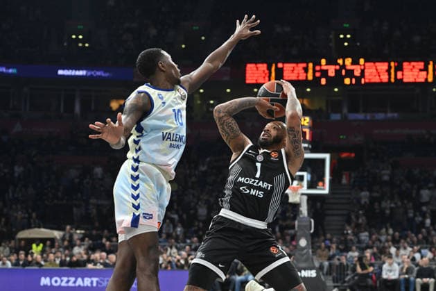 PARTIZAN vs VALENCIA CARLIK JONES Karlik Dzons basketball Partizan vs Valencia basket Euroleague at Beogradska arena, Belgrade 27.03.2026 Foto: BASKETBALL, EUROLEAGUE, PARTIZAN, VALENCIA BASKET Belgrade Belgrade arena Serbia Copyright: xMarkoxMetlas xMNxPressx