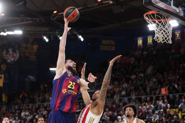 March 27, 2026, Barcelona, Barcelona, Spain: Tornike Shengelia of FC Barcelona, Barca in action during the EuroLeague Regular Season Round 34 match played between FC Barcelona and Crvena Zvezda Meridianbet Belgrade at Palau Blaugrana on March 27, 2026 in Barcelona, Spain. Barcelona Spain - ZUMAa181 20260327_zaa_a181_041 Copyright: xJavierxBorregox