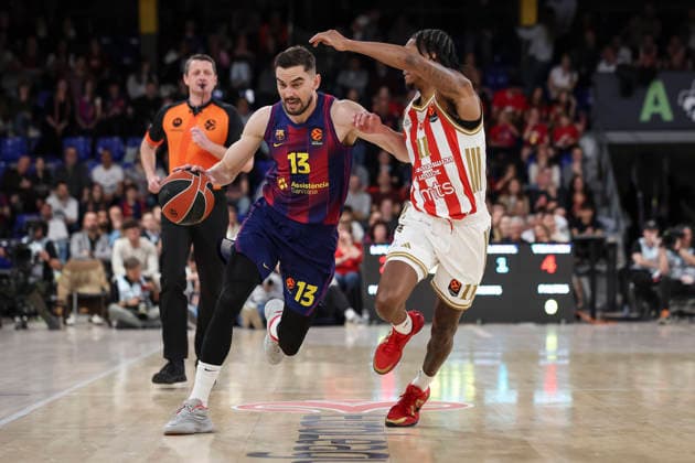 March 27, 2026, Barcelona, Barcelona, Spain: Tomas Satoransky of FC Barcelona, Barca in action during the EuroLeague Regular Season Round 34 match played between FC Barcelona and Crvena Zvezda Meridianbet Belgrade at Palau Blaugrana on March 27, 2026 in Barcelona, Spain. Barcelona Spain - ZUMAa181 20260327_zaa_a181_046 Copyright: xJavierxBorregox