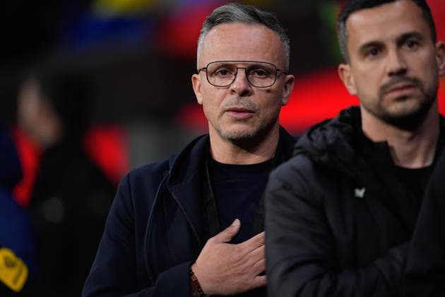 March 27, 2026, Madrid, Madrid, Spain: Mohamed Ouahbi, head coach of Morocco, looks on during the International Friendly, Länderspiel, Nationalmannschaft football match played between Morocco and Ecuador at Riyadh Air Metropolitano stadium on March 27, 2026, in Madrid, Spain. Morocco V Ecuador - International Friendly  - ZUMAa181 20260327_zaa_a181_079 Copyright: xDennisxAgyemanx