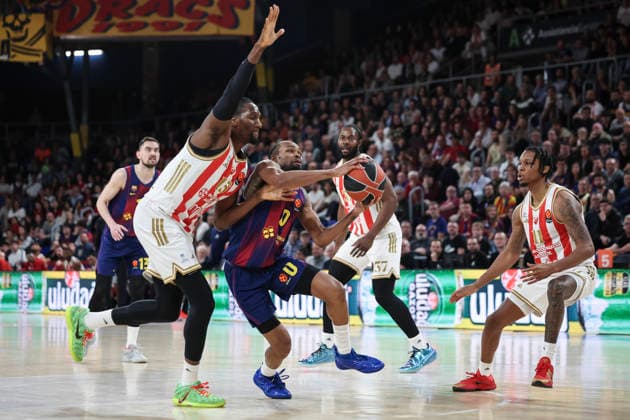 March 27, 2026, Barcelona, Barcelona, Spain: Kevin Punter of FC Barcelona, Barca in action during the EuroLeague Regular Season Round 34 match played between FC Barcelona and Crvena Zvezda Meridianbet Belgrade at Palau Blaugrana on March 27, 2026 in Barcelona, Spain. FC Barcelona V Crvena Zvezda Meridianbet Belgrade - Euroleague 2025 2026  - ZUMAa181 20260327_zaa_a181_097 Copyright: xJavierxBorregox
