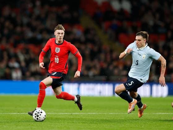 Cole Palmer of England Cole Palmer of England gets away from Manuel Ugarte of Uruguay England v Uruguay, Football, International Friendly, Länderspiel, Nationalmannschaft Wembley Stadium, Wembley, London - UK, 27 03 2026  Copyright: xMattxImpey Shutterstockx 16805567ax