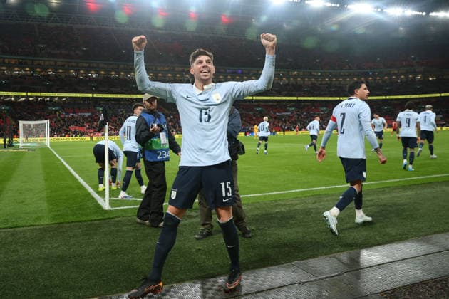 LONDON, ENGLAND, MARCH 27: Federico Valverde (15 Uruguay) celebrate after equalising with a penalty during the International Friendly, Länderspiel, Nationalmannschaft match between England and Uruguay at Wembley Stadium on March 26th, 2026 in London, England (Photo by Alexander Canillas Sports Press Photo) Copyright: xAlexanderxCanillas SPPx Sportspressphoto_SPR119480