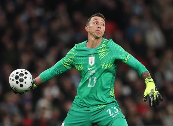 Soccer International Friendly, Länderspiel, Nationalmannschaft Matches - England vs Uruguay Goalkeeper Fernando Muslera of Uruguay in action during the international friendly soccer match between England and Uruguay at Wembley Stadium in London, Britain, 27 March 2026. LONDON United Kingdom  Copyright: xNEILxHALLx