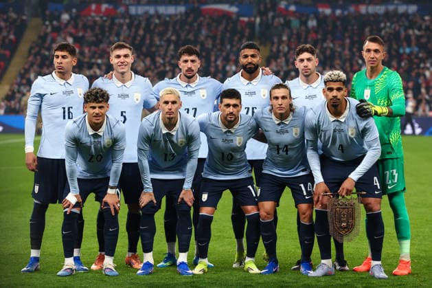 International Football Friendly: England v Uruguay LONDON, UK - 27th March 2026: Uruguay starting line-up pose for a team photo ahead of the International Friendly, Länderspiel, Nationalmannschaft match between England and Uruguay at Wembley Stadium London Wembley Stadium England United Kingdom Copyright: xCraigxMercerx xPeakxActionxPhotosx