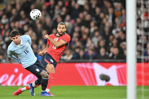 Dominic Calvert-Lewis of England has a shot at goal during the International Friendly, Länderspiel, Nationalmannschaft match between England and Uruguay at Wembley Stadium, London, England on 27 March 2026. Copyright: xPhilxHutchinsonx 44760021