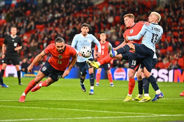 LONDON, ENGLAND - MARCH 27: Dominic Calvert-Lewin of England in action during the International Friendly, Länderspiel, Nationalmannschaft match between England and Uruguay at Wembley Stadium on March 27, 2026 in London, England. Copyright: xYaroslavxDunkax xSPPx Sportspressphoto_SPR119533