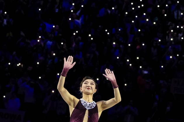 ISU Figure skating, Eiskunstlauf World Championships 2026 - Day 3 Kaori Sakamoto of Japan celebrates after winning gold medal in the Women s Free Skating at the ISU Figure Skating World Championships 2026 in Prague, Czech Republic, 27 March 2026. PRAGUE Czech Republic  Copyright: xMARTINxDIVISEKx