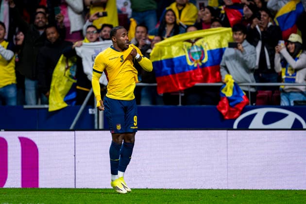 Morocco v Ecuador - International Friendly, Länderspiel, Nationalmannschaft John Yeboah of Ecuador celebrates his goal during an international friendly match between Morocco and Ecuador at at Estadio Riyadh Air Metropolitano in Madrid, Spain on March 27, 2026. Madrid Estadio Riyadh Air Metropolitano Madrid Spain Copyright: xAlbertoxGardinx AGardin_20260327_Morocco_Ecuador_0857