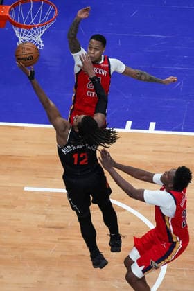 New Orleans Pelicans vs Toronto Raptors TORONTO, CANADA - MARCH 27 : Colin Murray-Boyles (12) of Toronto Raptors in action during the NBA, Basketball Herren, USA basketball game between New Orleans Pelicans and Toronto Raptors at the Scotiabank Arena on March 27, 2026 in Toronto, Ontario, Canada. Mert Alper Dervis Anadolu Ontario Canada. Editorial use only. Please get in touch for any other usage.  Copyright: x2026xAnadoluxMertxAlperxDervisx