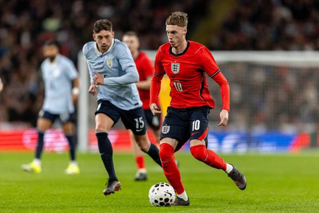 England v Uruguay, Friendly England forward Cole Palmer runs forward with ball during the Friendly match between England and Uruguay at Wembley Stadium, London, UK on 27 March 2026. London Wembley Stadium Greater London UK Editorial use only , Copyright: xManjitxNarotrax PSI-23956-0075