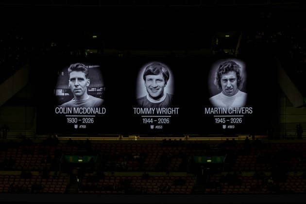 England v Uruguay, Friendly Coli McDonald, Tommy Wright and Martin Chivers gien 1 minute of applause before the Friendly match between England and Uruguay at Wembley Stadium, London, UK on 27 March 2026. London Wembley Stadium Greater London UK Editorial use only , Copyright: xManjitxNarotrax PSI-23956-0081