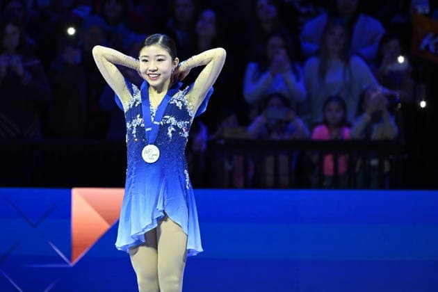 ISU Figure skating, Eiskunstlauf World Championships 2026 at the O2 Arena in Prague, Czech Republic - 27 Mar 2026 Silver medalist Mone Chiba of Japan as seen during the medal ceremony for the Women competition at the ISU Figure Skating World Championships 2026 at the O2 Arena. ISU Figure Skating World Championships 2026 takes place from 24th to 29th of March in Prague, Czech Republic. Prague Czech Republic Copyright: xTomasxTkacikx xSOPAxImagesx 20260327-ISU-women-23