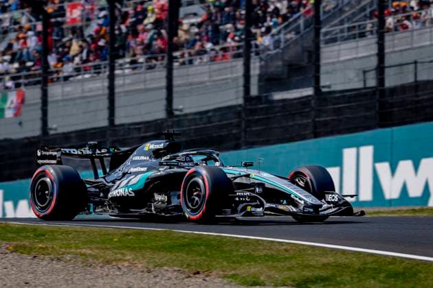 SUZUKA - Formula 1 driver George Russell of Mercedes AMG-Petronas Formula One Team during the Formula 1 Japan Suzuka free practice at the Suzuka Formula 1 circuit on March 28, 2025 in Suzuka, Japan. (Photo by DeFodi Images) -