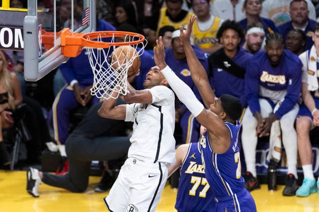 March 27, 2026, Los Angeles, California, USA: Brooklyn NetsÃ¢â‚¬â ¢ Ziaire Williams (1) goes to the basket under pressure from Los Angeles LakersÃ¢â‚¬â ¢ Rui Hachimura (28) during an NBA, Basketball Herren, USA basketball game at Crypto.com Arena on Friday, March 27, 2026 in Los Angeles. NBA 2026: Lakers 116:99 Nets  - ZUMAc68_ 20260327_zaf_c68_055 Copyright: xRingoxChiux