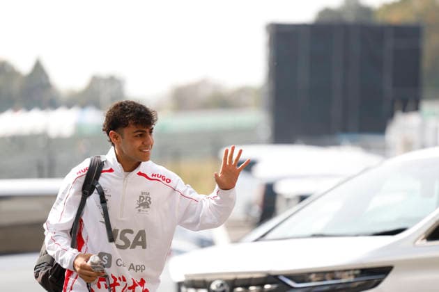 28th March 2026; Suzuka Circuit, Suzuka, Japan; 2026 FIA Formula 1 Japanese Grand Prix; Free Practice Three; Arvid Lindblad (41) of Visa Cash App Racing Bulls Formula One Team and Great Britain arriving to the paddock StephenxBlackberry