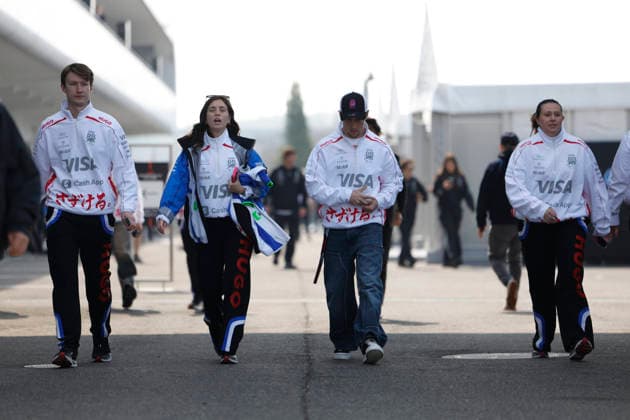 28th March 2026; Suzuka Circuit, Suzuka, Japan; 2026 FIA Formula 1 Japanese Grand Prix; Free Practice Three; Liam Lawson (30) of Visa Cash App Racing Bulls Formula One Team and New Zealand arriving to the paddock StephenxBlackberry