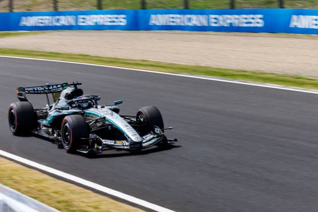 28th March 2026; Suzuka Circuit, Suzuka, Japan; 2026 FIA Formula 1 Japanese Grand Prix; Free Practice Three; George Russell (63) of Mercedes-AMG PETRONAS Formula One Team and Great Britain during practice 3 StephenxBlackberry