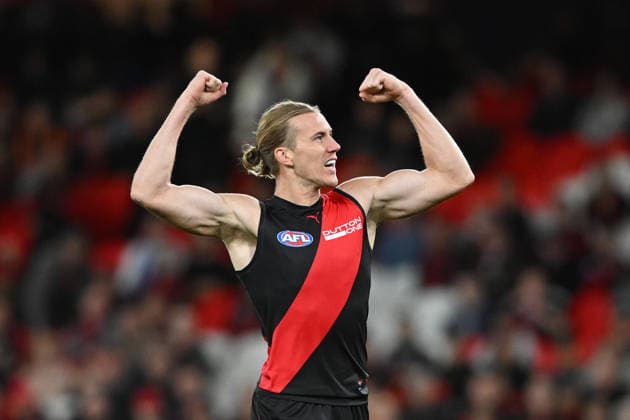 Sport Bilder des Tages AFL BOMBERS KANGAROOS, Lachlan Blakiston of Essendon reacts after kicking a goal during the AFL Round 3 match between the Essendon Bombers and the North Melbourne Kangaroos at Marvel Stadium in Melbourne, Saturday, March 28, 2026. ( NO ARCHIVING, EDITORIAL USE ONLY MELBOURNE VICTORIA AUSTRALIA  Copyright: xJAMESxROSSx 20260328149470920248