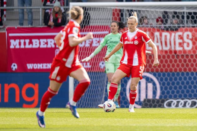 Magdalena Eriksson 5 (FC Bayern Muenchen), FC Bayern Frauen Muenchen - 1. FC Nuernberg, Google Pixel Frauenbundesliga, 22. Spieltag, 28.03.26 DFB regulations prohibit any use of photographs as image sequences and or quasi-video. (kolbert-press) Muenchen Bayern Deutschland