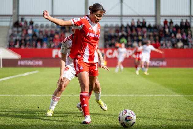 Momoko Tanikawa 18 (FC Bayern Muenchen), FC Bayern Frauen Muenchen - 1. FC Nuernberg, Google Pixel Frauenbundesliga, 22. Spieltag, 28.03.26 DFB regulations prohibit any use of photographs as image sequences and or quasi-video. (kolbert-press) Muenchen Bayern Deutschland