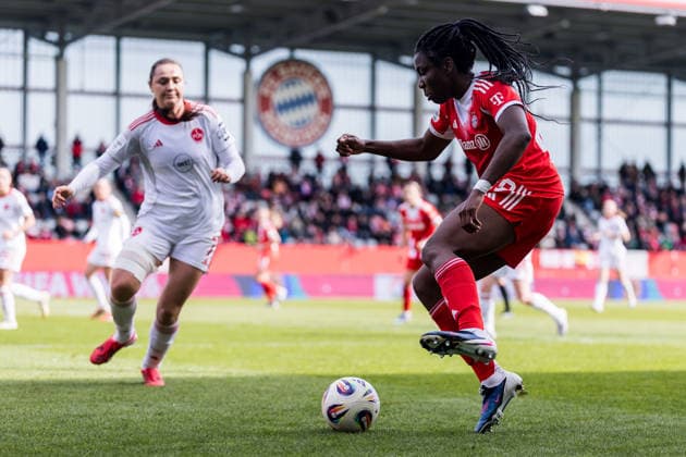 Google Pixel Frauen-Bundesliga, FC Bayern München - 1. FC Nürnberg; 28.03.2026 Edna Imade (FC Bayern München, 29) am Ball Google Pixel Frauen-Bundesliga, FC Bayern München - 1. FC Nürnberg, München, FC Bayern Campus am 28.03.2026 DFB REGULATIONS PROHIBIT ANY USE OF PHOTOGRAPHS AS IMAGE SEQUENCES AND OR QUASI-VIDEO. Copyright: xBEAUTIFULxSPORTS Wunderlx