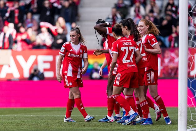 Google Pixel Frauen-Bundesliga, FC Bayern München - 1. FC Nürnberg; 28.03.2026 Jubel. zum 1:0 durch Edna Imade (FC Bayern München, 29), Tor, Torjubel Google Pixel Frauen-Bundesliga, FC Bayern München - 1. FC Nürnberg, München, FC Bayern Campus am 28.03.2026 DFB REGULATIONS PROHIBIT ANY USE OF PHOTOGRAPHS AS IMAGE SEQUENCES AND OR QUASI-VIDEO. Copyright: xBEAUTIFULxSPORTS Wunderlx