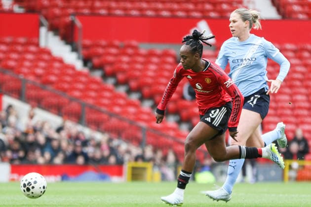MANCHESTER, ENGLAND - March 28, 2026: Melvine Malard of Manchester United, ManU controls the ball during the Barclays Womens Super League match between Manchester United and Manchester City at Old Trafford on March 28, 2026 in Manchester, England. Copyright: xSeanxChandlerx xSPPx Sportspressphoto_SPR119832