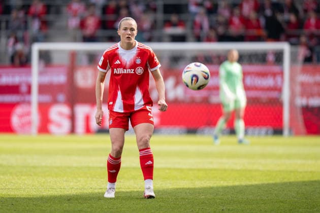 Magdalena Eriksson 5 (FC Bayern Muenchen), FC Bayern Frauen Muenchen - 1. FC Nuernberg, Google Pixel Frauenbundesliga, 22. Spieltag, 28.03.26 DFB regulations prohibit any use of photographs as image sequences and or quasi-video. (kolbert-press) Muenchen Bayern Deutschland