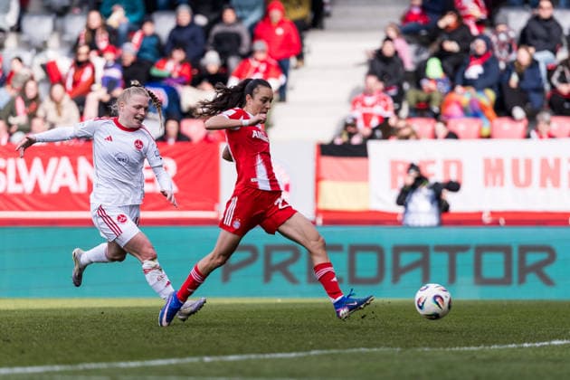 Google Pixel Frauen-Bundesliga, FC Bayern München - 1. FC Nürnberg; 28.03.2026 Natalia Padilla Bidas (FC Bayern München, 23) schießt das 2:0, Tor Google Pixel Frauen-Bundesliga, FC Bayern München - 1. FC Nürnberg, München, FC Bayern Campus am 28.03.2026 DFB REGULATIONS PROHIBIT ANY USE OF PHOTOGRAPHS AS IMAGE SEQUENCES AND OR QUASI-VIDEO. Copyright: xBEAUTIFULxSPORTS Wunderlx