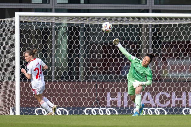 Maria Luisa Grohs 1 (FC Bayern Muenchen), FC Bayern Frauen Muenchen - 1. FC Nuernberg, Google Pixel Frauenbundesliga, 22. Spieltag, 28.03.26 DFB regulations prohibit any use of photographs as image sequences and or quasi-video. (kolbert-press) Muenchen Bayern Deutschland