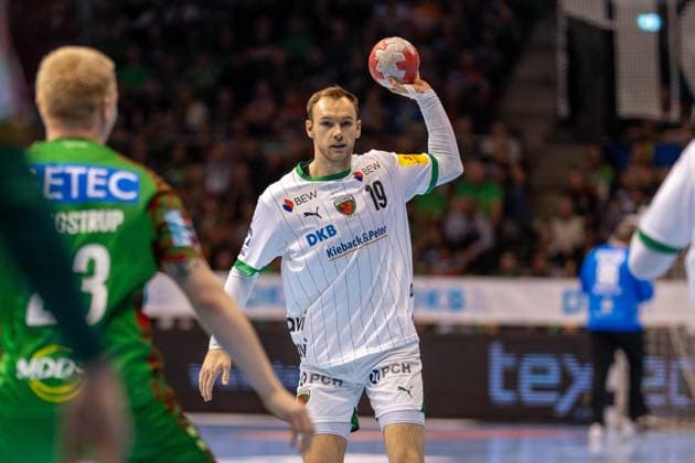 Deutschland: HBL DAIKIN Handball Bundesliga 2025 - 2026, 26. Spieltag - SC Magdeburg vs Füchse Berlin - GETEC Arena (Magdeburg): Mathias Gidsel (Füchse Berlin, 19) am Ball Copyright: xTomxLauruschkatx