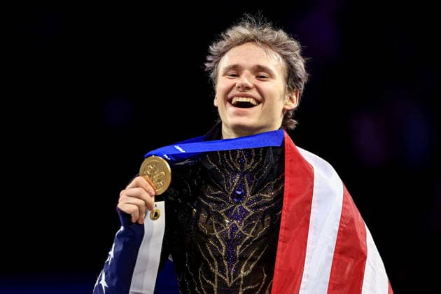 ISU Figure skating, Eiskunstlauf World Championships 2026 - Day 4 Ilia Malinin of United States celebrates after winning gold medal in the Men Free Skating during the ISU Figure Skating World Championships 2026 in Prague, Czech Republic, 28 March 2026. PRAGUE Czech Republic  Copyright: xMARTINxDIVISEKx