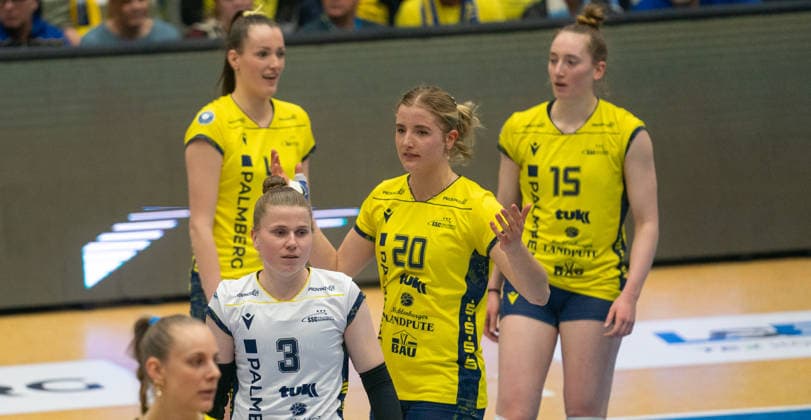 28.3.2026, Volleyball, Frauen, VBL, 1. VBL, 1. Volleyball-Bundesliga, Playoff, Viertelfinale, 3. Spiel, SSC Palmberg Schwerin - Ladies in Black Aachen Die Volleyballerinnen des SSC Palmberg Schwerin sind enttäuscht. Schwerin Palmberg Arena Mecklenburg-Vorpommern Deutschland