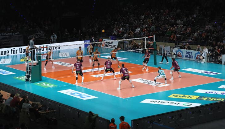Max Schmeling Halle Spielfeld Übersicht Volleyball Bundesliga Playoff Viertelfinale Herren Saison 2025 2026 28.03.2026 BR Volleys Berlin BRV vs Netzhoppers KW Königswusterhausen