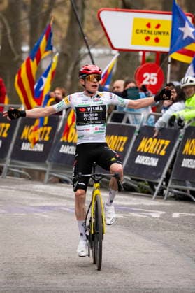 Volta a Catalunya cycling race - Stage 6 Danish rider Jonas Vingegaard of Visma l Lease a Bike team wins the sixth stage of the Volta a Catalunya cycling race, over 158.2km from Berga to Queralt, Spain, 28 March 2026. QUERALT Spain  Copyright: xSIUxWUx
