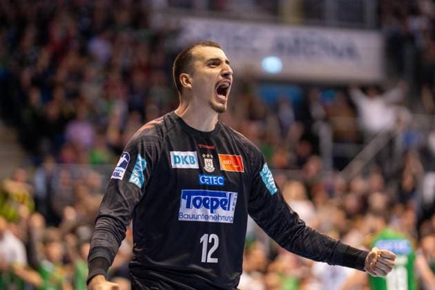 Deutschland: HBL DAIKIN Handball Bundesliga 2025 - 2026, 26. Spieltag - SC Magdeburg vs Füchse Berlin - GETEC Arena (Magdeburg): Matej MandiÄ‡ (SC Magdeburg, 12) Copyright: xTomxLauruschkatx