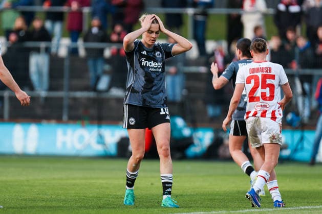 Google Pixel Frauen-Bundesliga: 1.FC Köln- Eintracht Frankfurt; 28.03.2026 Laura Freigang (Eintracht Frankfurt, 10) reagiert Google Pixel Frauen-Bundesliga: 1.FC Köln- Eintracht Frankfurt: Köln, Franz-Kremer-Stadion ;28.03.2025 DFB REGULATIONS PROHIBIT ANY USE OF PHOTOGRAPHS AS IMAGE SEQUENCES AND OR QUASI-VIDEO. Copyright: xBEAUTIFULxSPORTS Freisenx