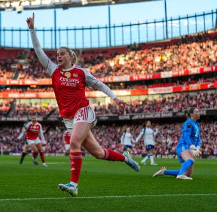 Arsenal Women v Tottenham Hotspur Women Barclays Women s Super League Alessia Russo of Arsenal Women celebrates after scoring her sides second goal during the Barclays Women s Super League match at the Emirates Stadium, London 28 03 2026 UK Newspapers OUT Copyright: xNickxEmmersonx FIL-23194-0021