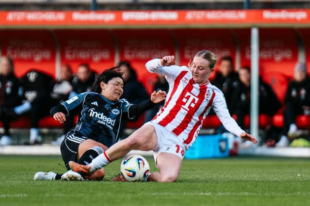 Sport Bilder des Tages Google Pixel Frauen-Bundesliga: 1.FC Köln- Eintracht Frankfurt; 28.03.2026 Remina Chiba (Eintracht Frankfurt, 15) im Zweikampf mit Carlotta Imping (1. FC Köln, 14) Google Pixel Frauen-Bundesliga: 1.FC Köln- Eintracht Frankfurt: Köln, Franz-Kremer-Stadion ;28.03.2025 DFB REGULATIONS PROHIBIT ANY USE OF PHOTOGRAPHS AS IMAGE SEQUENCES AND OR QUASI-VIDEO. Copyright: xBEAUTIFULxSPORTS Freisenx