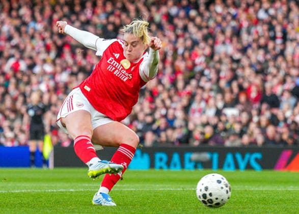 Arsenal Women v Tottenham Hotspur Women Barclays Women s Super League Alessia Russo of Arsenal Women scores her sides third goal and completes her hat-trick during the Barclays Women s Super League match at the Emirates Stadium, London 28 03 2026 UK Newspapers OUT Copyright: xNickxEmmersonx FIL-23194-0028